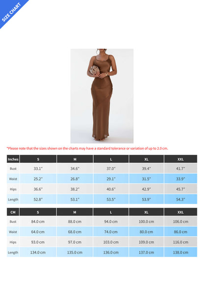 Asymmetrical Satin Sheer Maxi Dress
