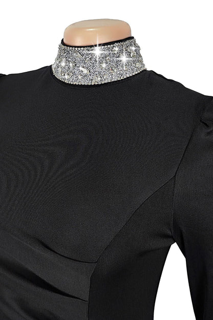 Long Sleeve Rhinestone Turtleneck Maxi Dress