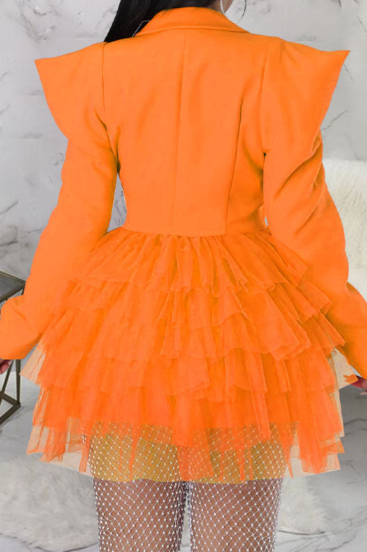 Statement Shoulder Tulle Blazer Dress