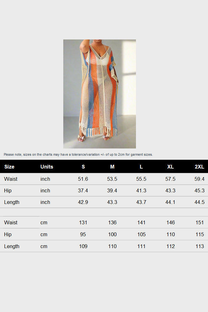 Colorblock V Neck Short Sleeve Split Cover Up