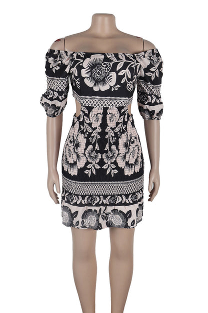 Floral Print Backless Cutout Mini Dresses