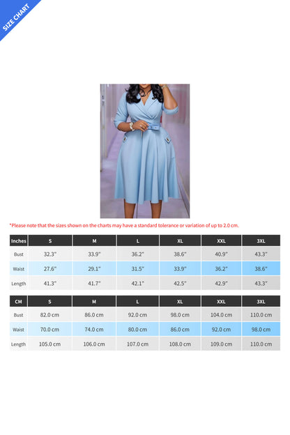 Blazer Collar High Waist Midi Dress