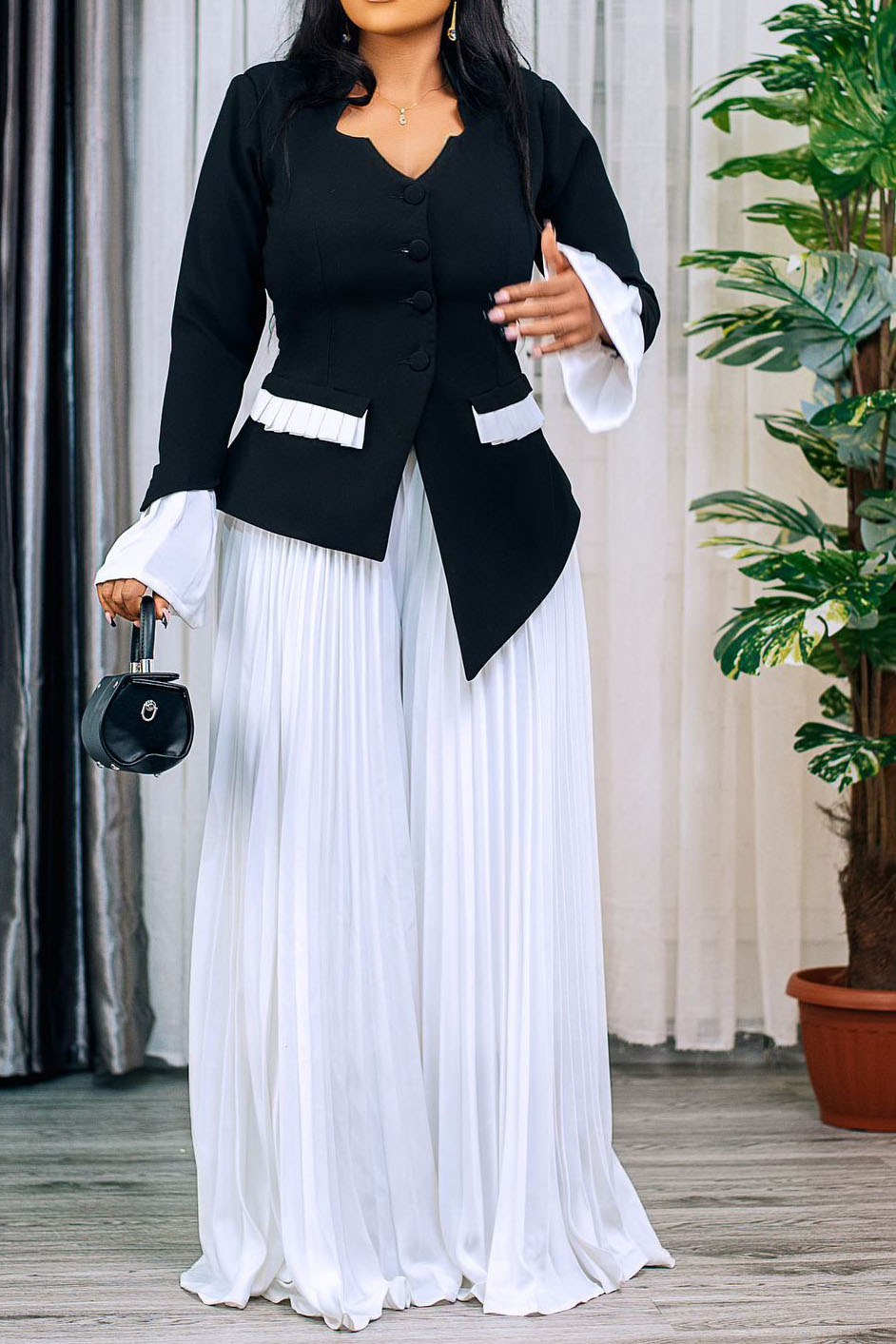 Plus Size Casual V Neck Long Sleeve Pants Sets
