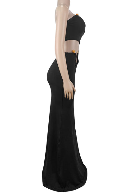 Strapless Hardware Cutout Maxi Dress