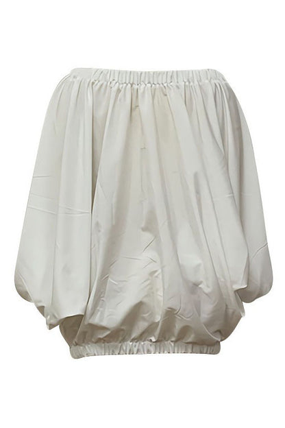 Solid Off-The-Shoulder Bubble Hem Mini Dress
