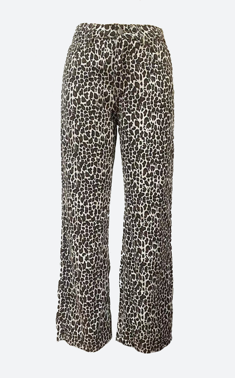 Leopard Print Loose Fit Denim Jeans