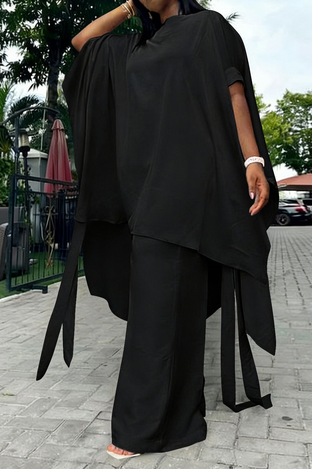 Plus Size Cape & Palazzo Pant Set