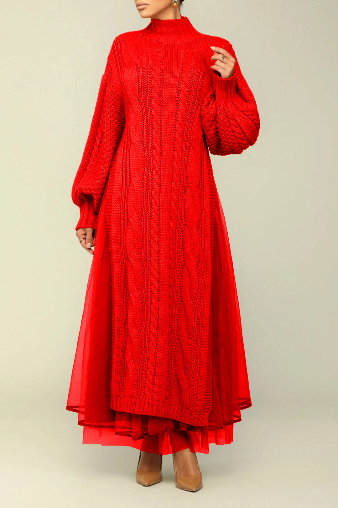 Knit Tulle Two Piece Skirt Set