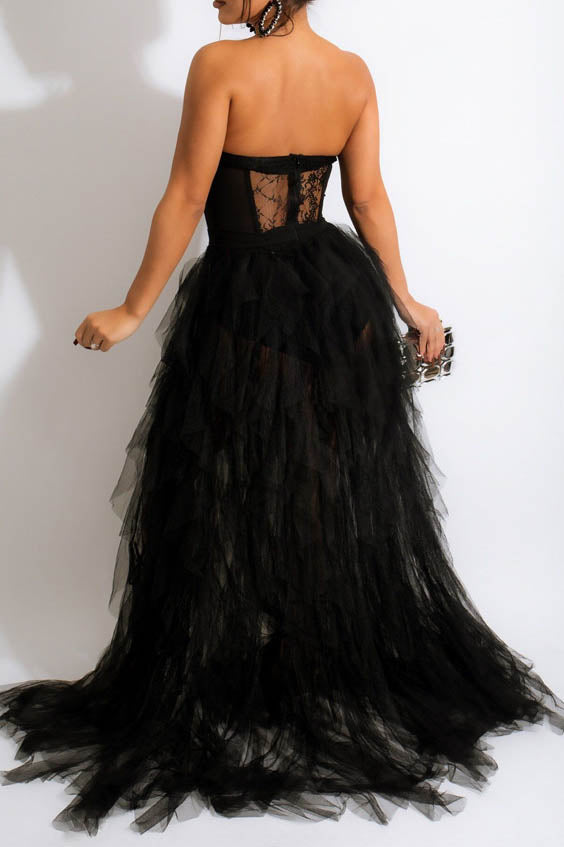 See Through Corset Maxi Dress