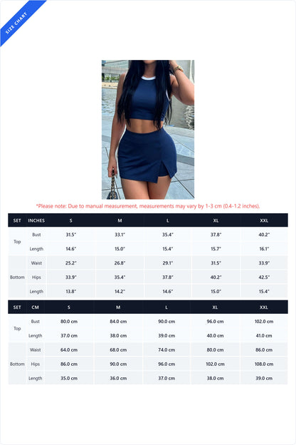 Contrast Trim Crop Tank & Skort Set