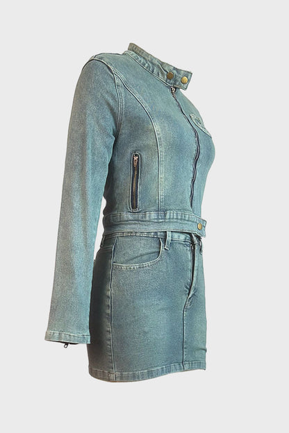 Vintage Wash Patch Denim Jacket