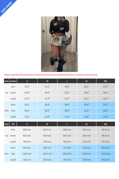 Plaid Patchwork O Neck Long Sleeve Set
