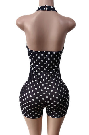 Polka Dot Halter Bodycon Romper