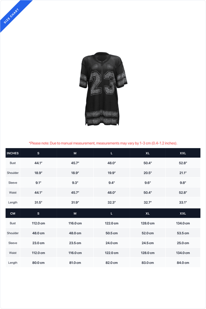Rhinestone 23 Sheer Mesh Jersey Tunic