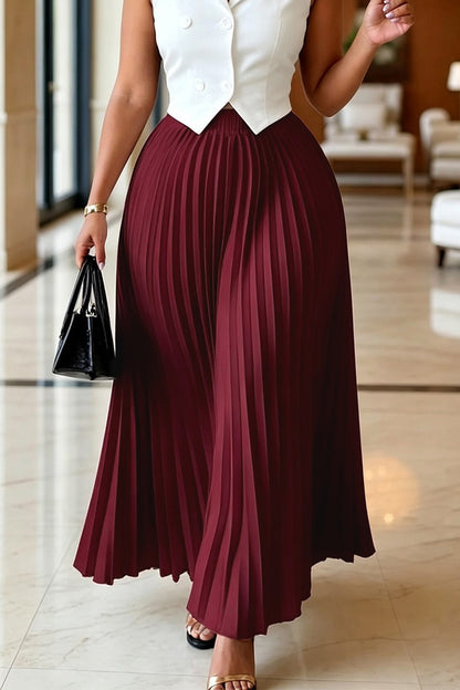 High Waist Pleated Maxi Skirt