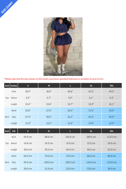 Zipper Crop Top and Lantern Skirt Set