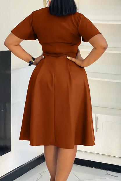 Plus Size Tie-Up Short Sleeve Dress