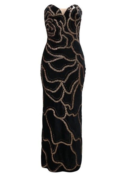 Elegant V-Neck Strapless Evening Gown