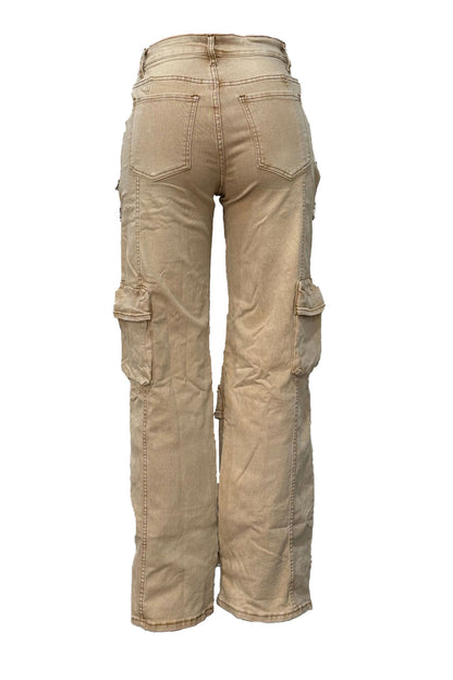 Rhinestone Cutout Wide Leg Cargo Pants