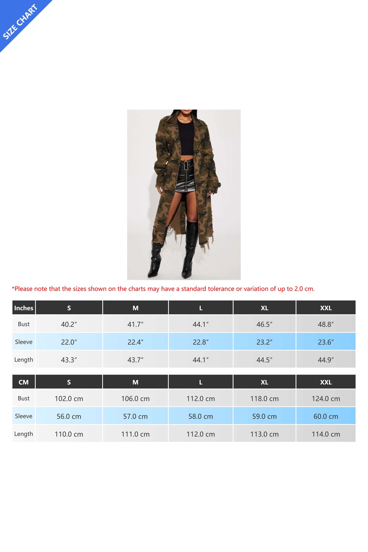 Longline Distressed Camouflage Jacket