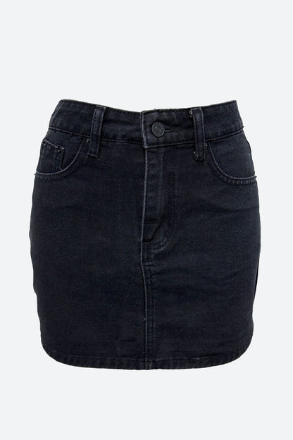 Washed Elastic High Waist Shorts Denim Skirts