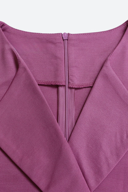 Three-Quarter Sleeve Ruched Waist Dress