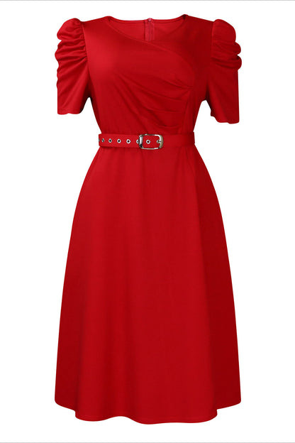 Solid Ruched Midi Dress