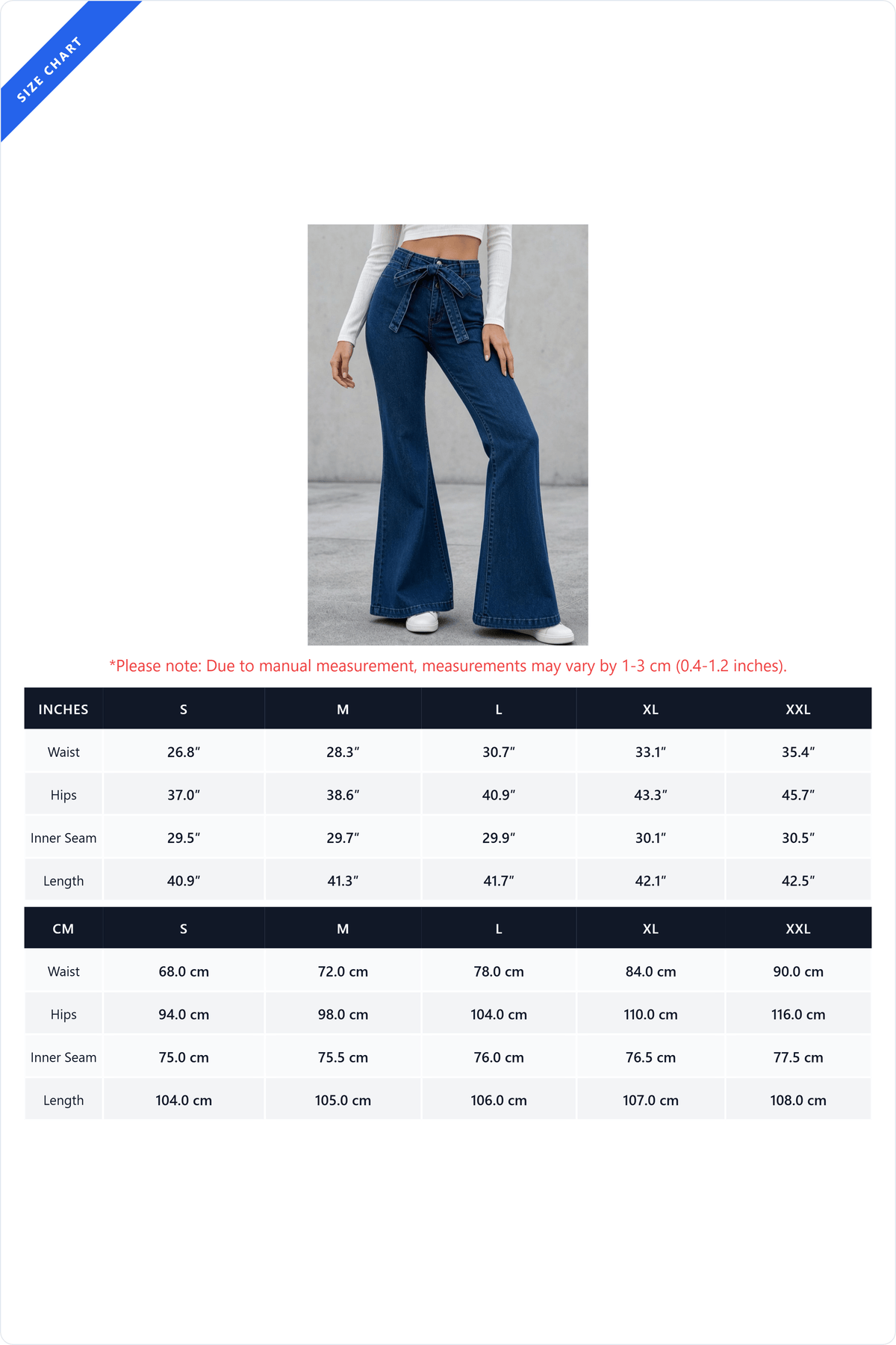 Medium Stretch High Rise Tie Belt Flare Jeans