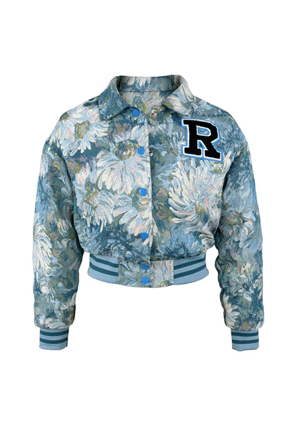 Cropped Tapestry Varsity Jacket