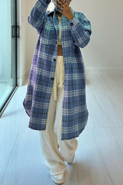 Contrast Plaid Slit Shacket