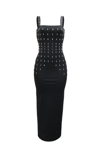 Rhinestone Embellished Strappy Maxi Dress