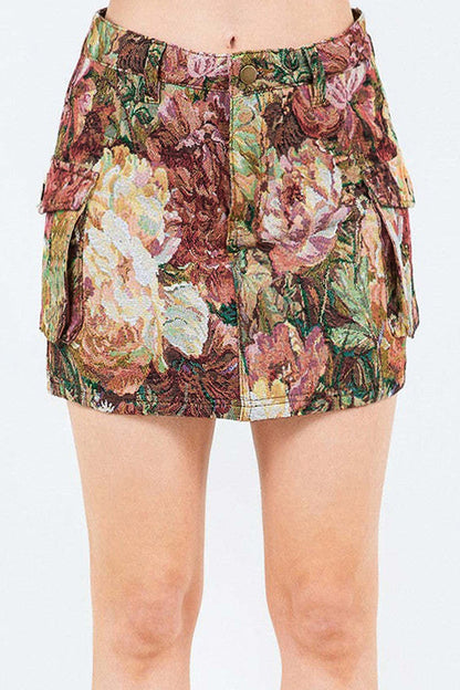 Jacquard Cargo Skirt