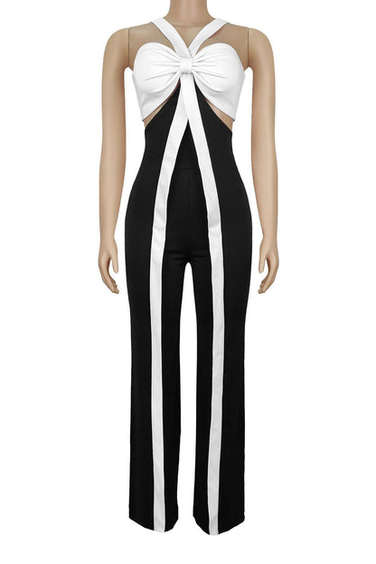 Crisscross Ribbon Cutout Jumpsuit