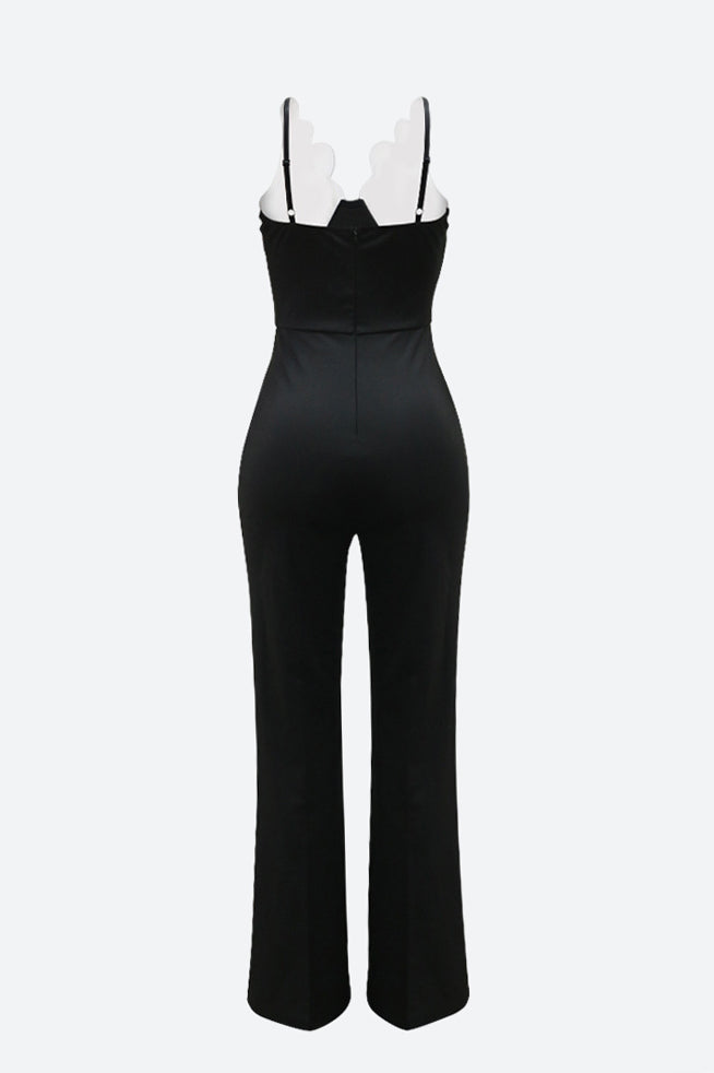Folded Shell Sway V-Neck Wide Leg Jumpsuit