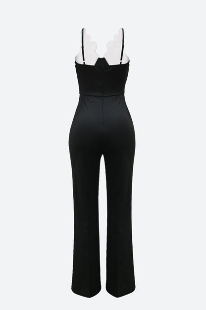 Folded Shell Sway V-Neck Wide Leg Jumpsuit