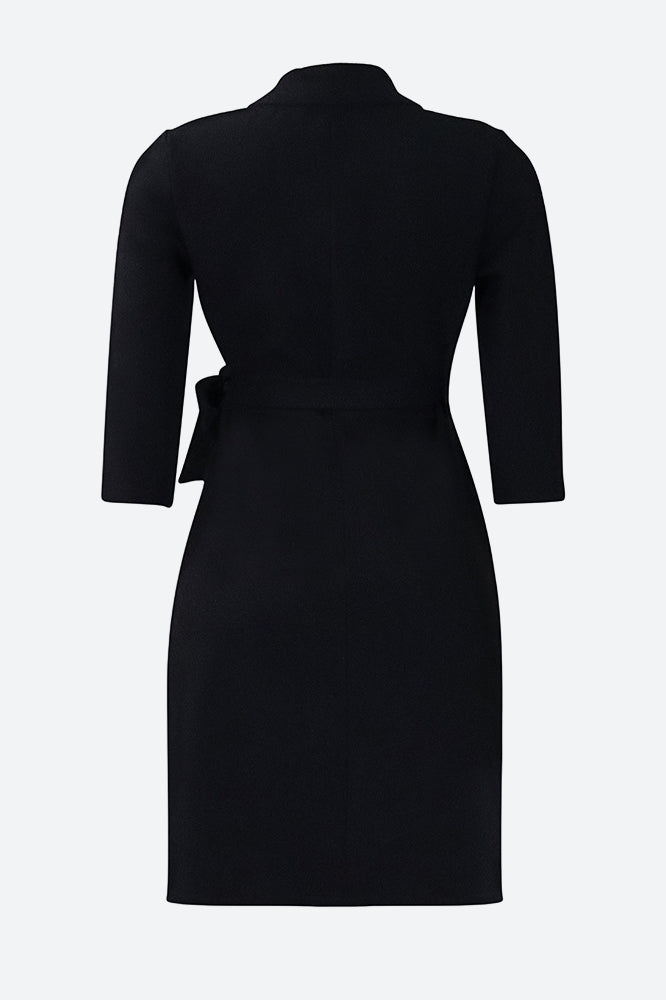Three-Quarter Sleeves Tie Waist Mini Dresses