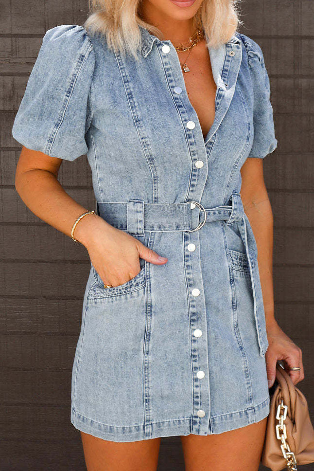 Loose Denim Short Sleeve Dress