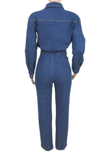 Stretch Denim Slim Fit Jumpsuit