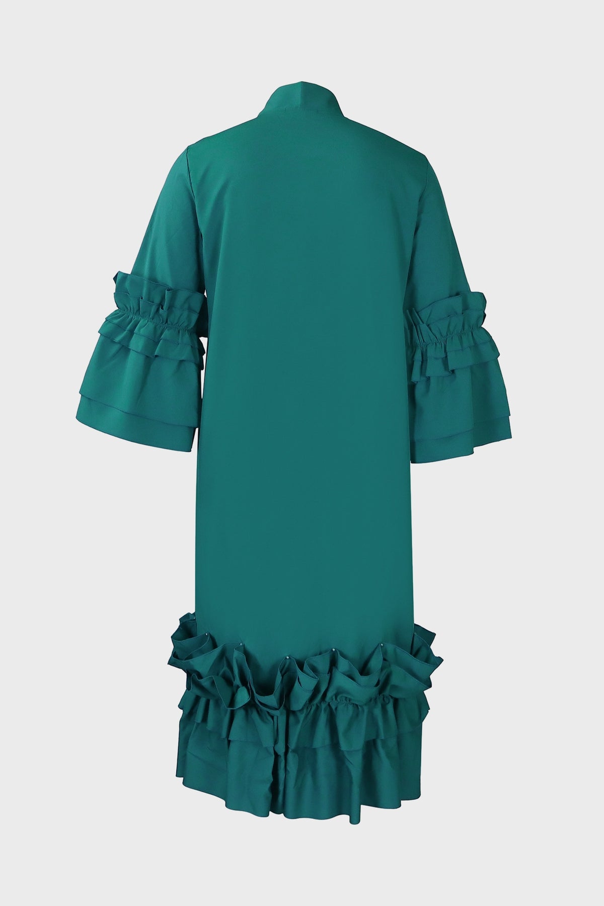 Ruffle Hem Flare Sleeve Maxi Dress