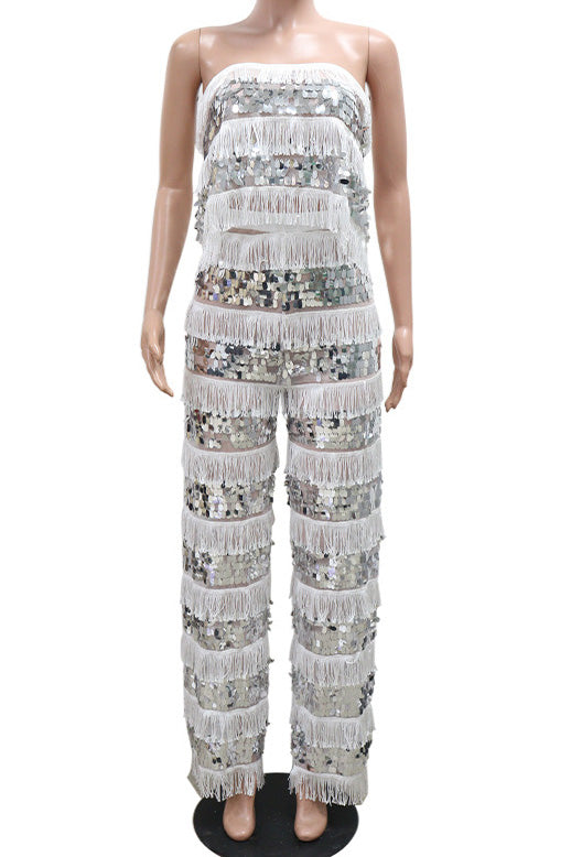 Fringe Sequin Pants Set