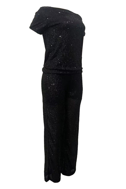 Sequin Solid 2-Piece Set - Tee & Pants