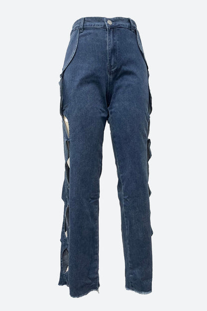 High-Waist Cut-out Jeans
