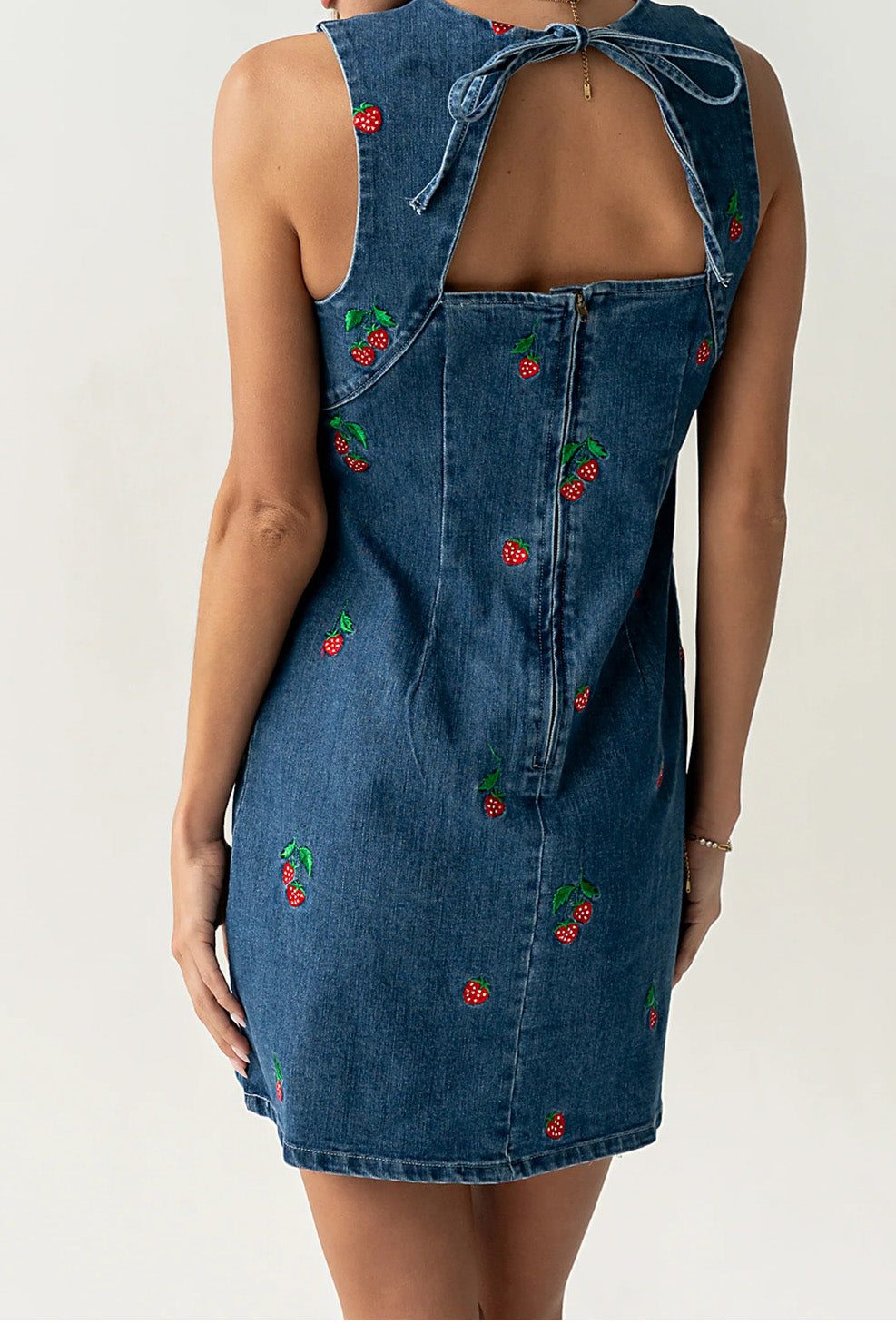 Embroidered Relaxed Denim Vest Dress