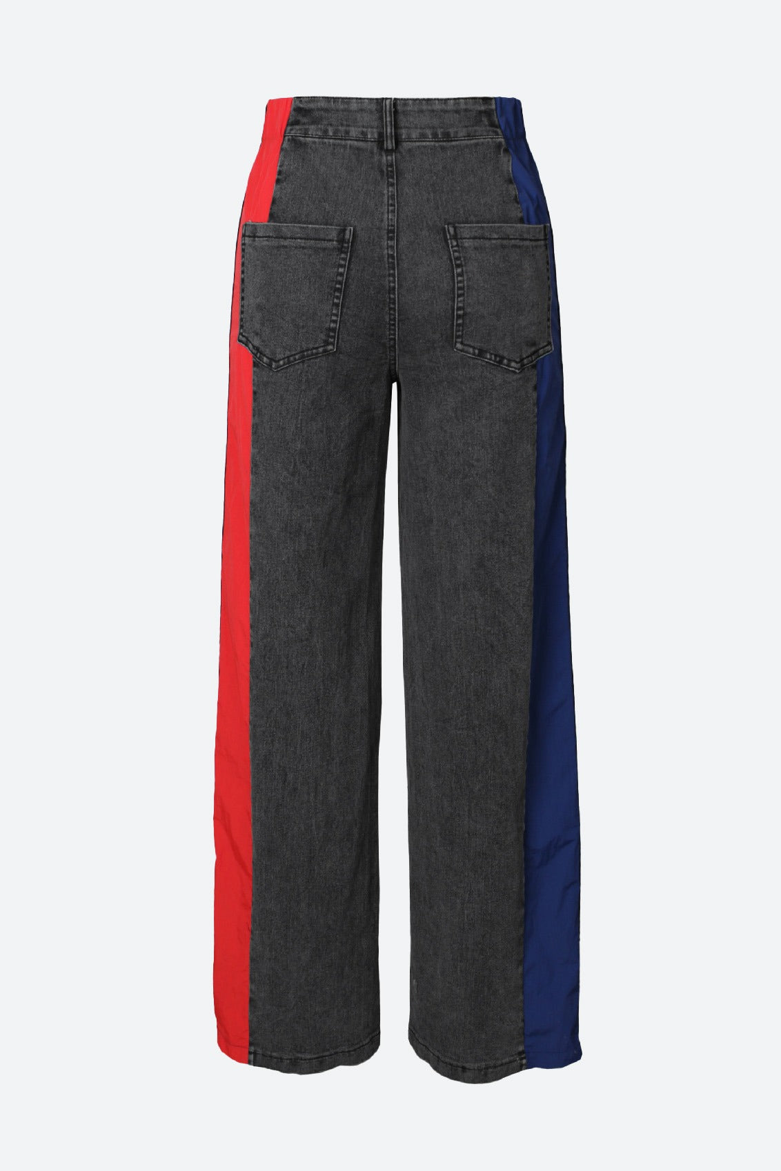 Wide Jeans with Wide Contrast Side Lines-Black