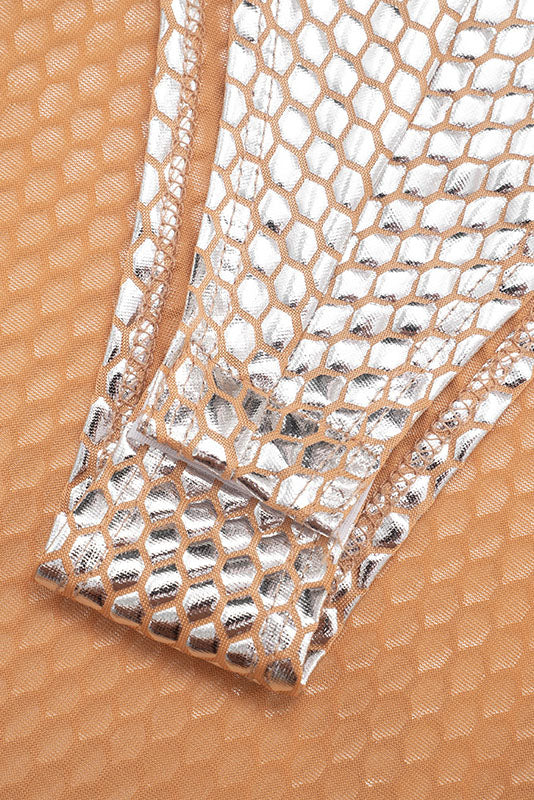 Metallic-Effect Cape Bodysuit