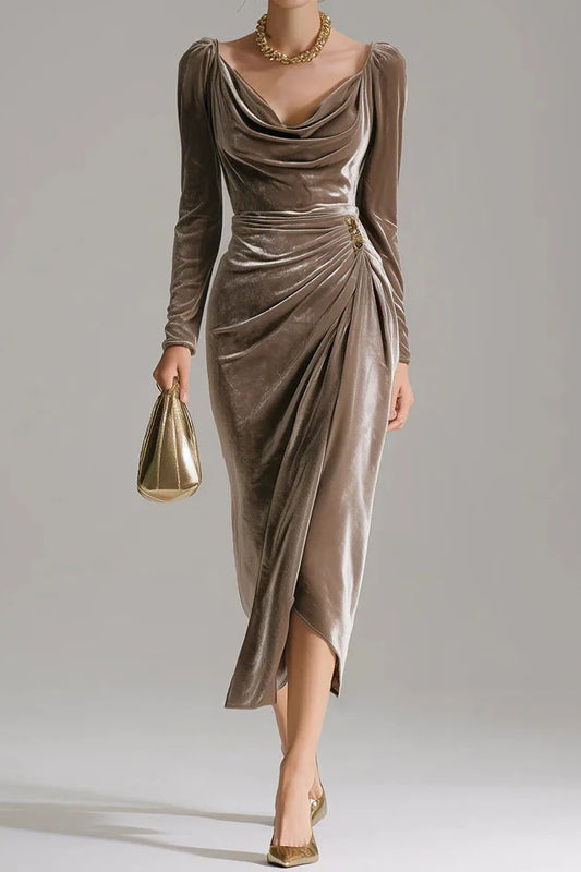 V Neck Midi Sheath Dress