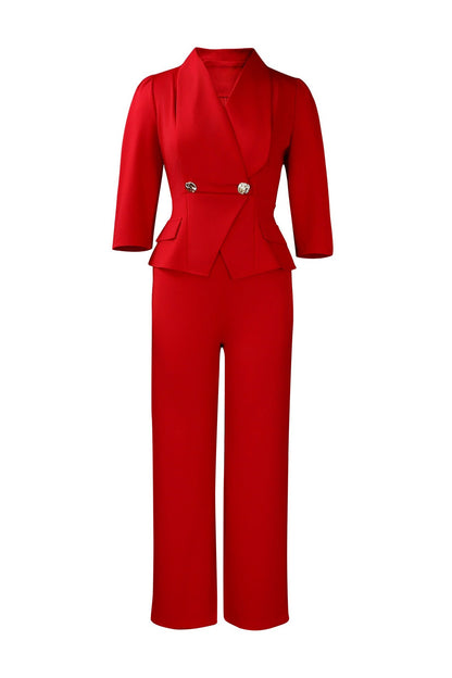 Elegant Shawl Collar Blazer Jumpsuit