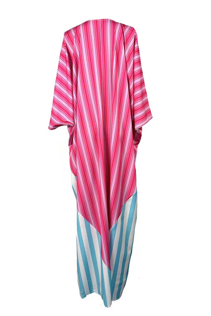 Striped Colorblock Kaftan Maxi Dress