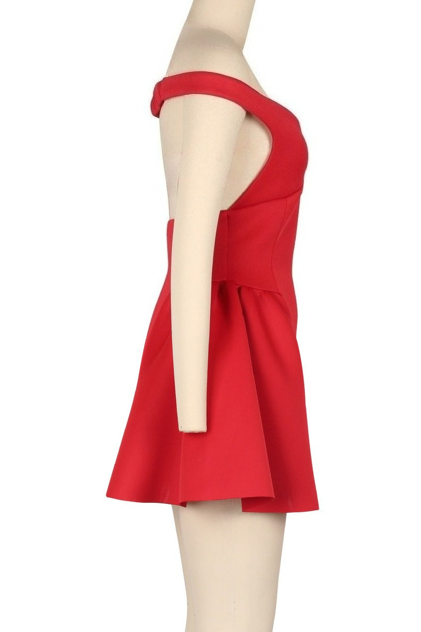 Off Shoulder V Neck Mini Dress