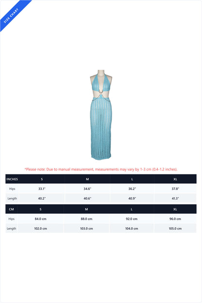 Chain-Linked Cutout Halter Crochet Maxi Dress